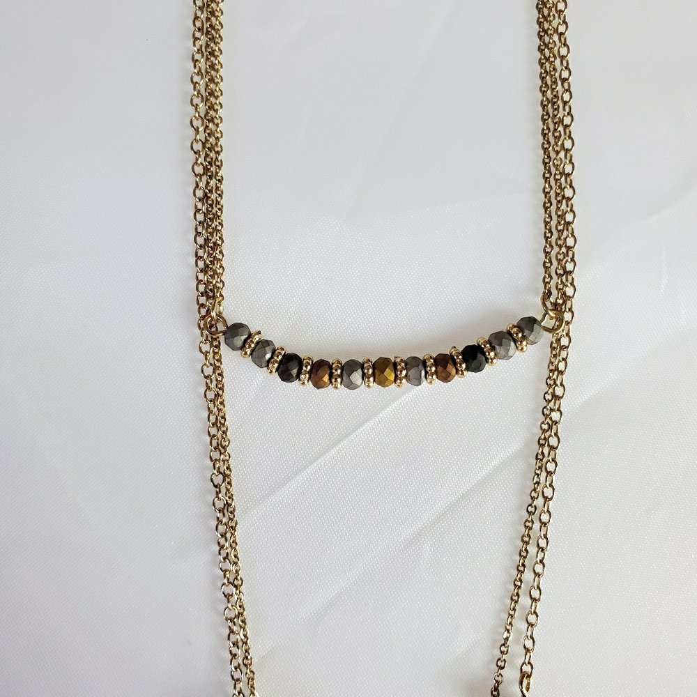 3 layer necklace gold grey and black - Picture 7 of 7